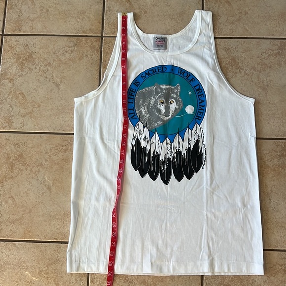 Vintage 1989 Single Stitch Wolf Dreamer Tank Top White, Sz Large - Picture 8 of 8